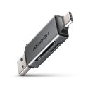 Axagon CRE-DAC USB-C+ USB-A 5 Gbps MINI card reader 2-slot & lun SD/microSD kaardilugeja USB 3.0 Typ Axagon CRE-DAC USB-C+ USB-A 5 Gbps MINI card reader 2-slot & lun SD/microSD kaardilugeja USB 3.0 Typ