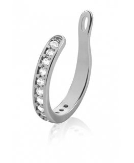 Elegant steel single earring with crystals