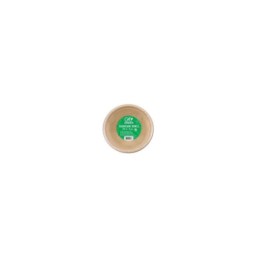Compostable sugar cane plates with Go Green pattern Ø15cm 10 pcs