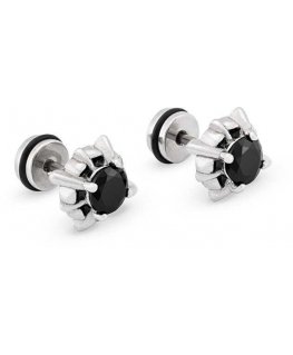 Troli Steel earrings with black crystal
