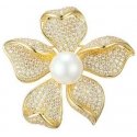 Trolley Brooch, gilded flower with pearl gold Trolley Brooch, gilded flower with pearl gold