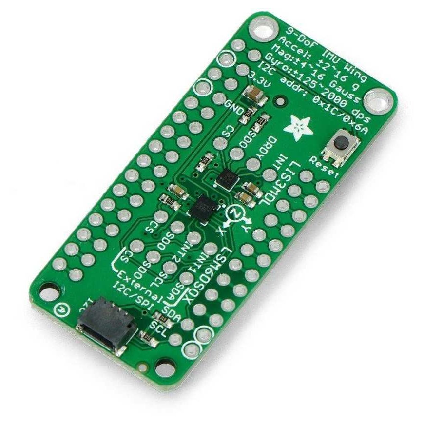 LSM6DSOX + LIS3MDL IMU 9DoF FeatherWing, 3-axis accelerometer, gyroscope, and magnetometer, FeatherWing accessory, Adafruit 4565