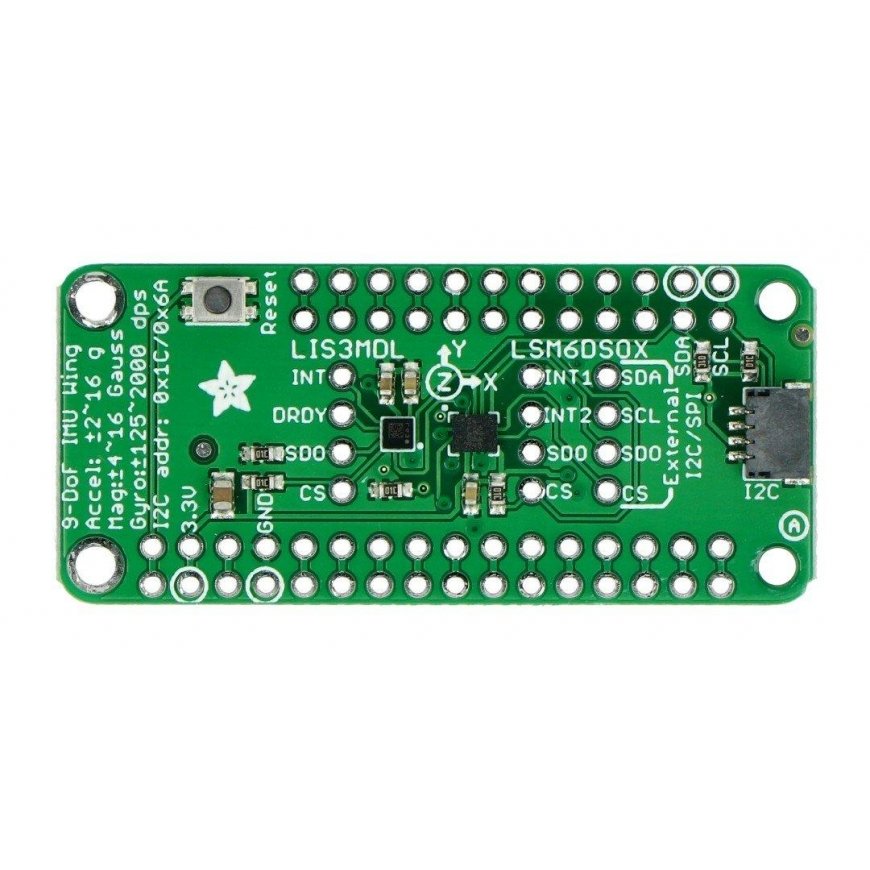 LSM6DSOX + LIS3MDL IMU 9DoF FeatherWing, 3-axis accelerometer, gyroscope, and magnetometer, FeatherWing accessory, Adafruit 4565 – 2