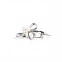 Elegant ribbon brooch with synthetic pearls, silver Elegant ribbon brooch with synthetic pearls, silver