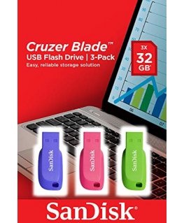 SanDisk Cruzer Blade 3x 32GB USB флеш накопитель USB тип-A 2.0 Синий, Зеленый, Розовый