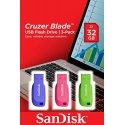 SanDisk Cruzer Blade 3x 32GB USB-välkmälu USB tüüp A 2.0 Sinine, Roheline, Roosa SanDisk Cruzer Blade 3x 32GB USB-välkmälu USB tüüp A 2.0 Sinine, Roheline, Roosa