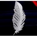 Elegant sparkling brooch "Feather" silver Elegant sparkling brooch "Feather" silver