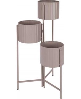 Vilde Flower Pot Stand with 3 Layers, Matte Gray Color, Iron