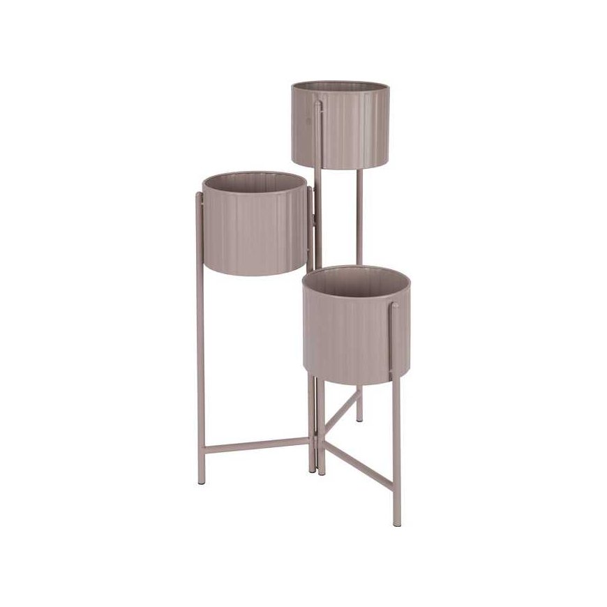 Vilde Flower Pot Stand with 3 Layers, Matte Gray Color, Iron