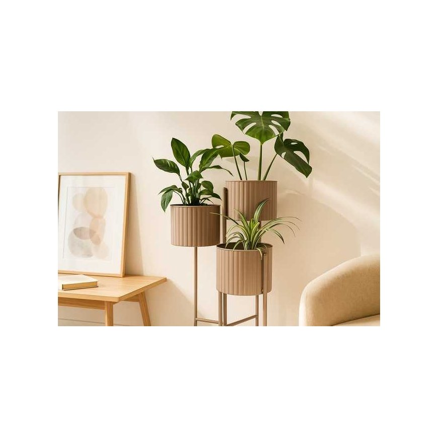Vilde Flower Pot Stand with 3 Layers, Matte Gray Color, Iron – 2