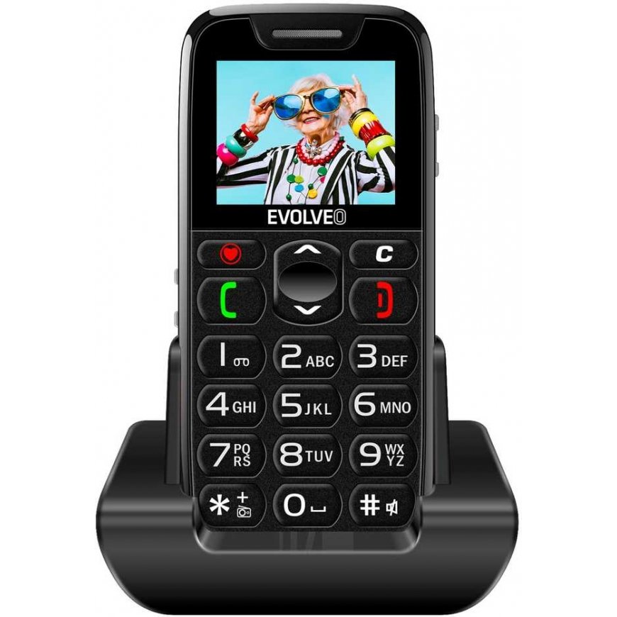 EVOLVEO EasyPhone, mobile phone for seniors with charging stand, black – 3
