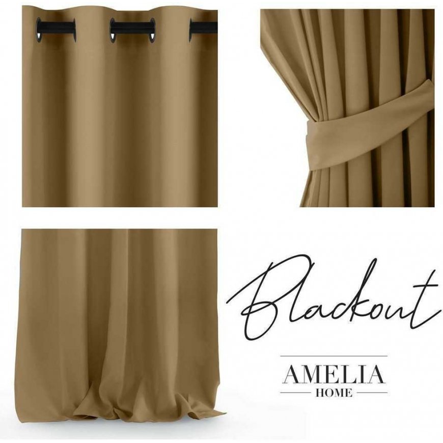 Ночная штора с кольцами AmeliaHome BLACKOUT 140X245 см, 1 шт., цвет: горчица – 4