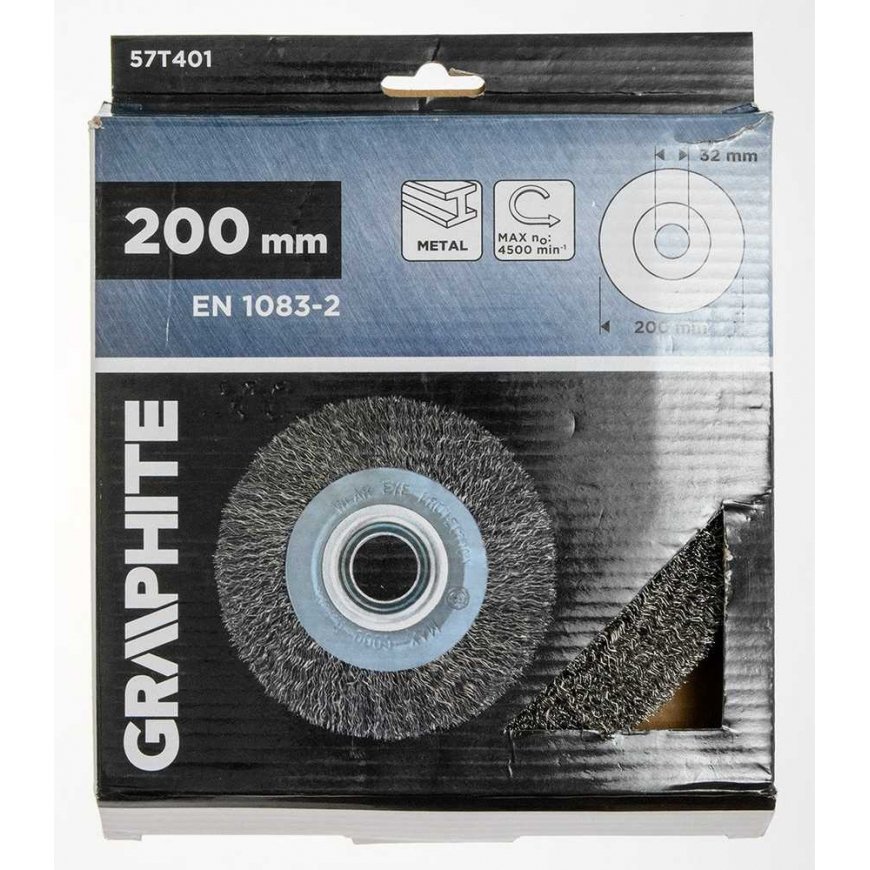 Graphite Wire Brush Disc 200 x 32 mm, crimped wire, steel – 4
