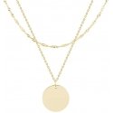 Golden double steel necklace with a round pendant Golden double steel necklace with a round pendant