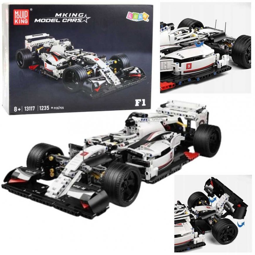 Lean Toys Konstruktsiooniplokid F1 Võidusõiduauto Valge-Punane 1235 tk.
