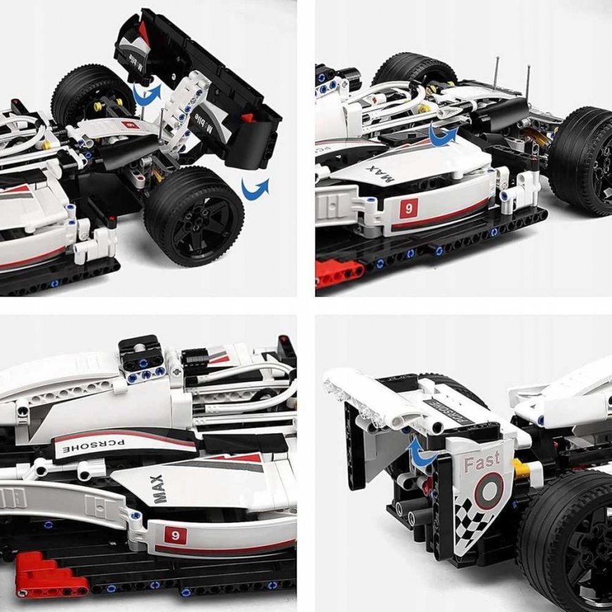 Lean Toys Konstruktsiooniplokid F1 Võidusõiduauto Valge-Punane 1235 tk. – 3