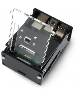 Gravlaser Raspberry Pi 4B korpus koos reguleeritava kaamera hoidjaga - must