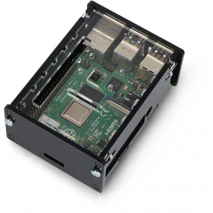 Gravlaser Raspberry Pi 4B korpuss ar regulējamu kameras turētāju - melns – 2