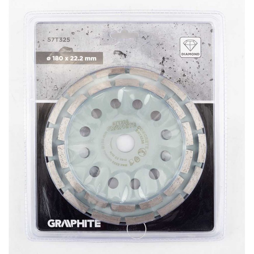 Graphite Timanttihiontalevy, 2 segmenttiä, 180 x 22,2 mm, kuiva – 2