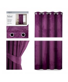 Yöverho renkailla AmeliaHome VELVET 140X245 cm, 1 kpl, väri: luumun