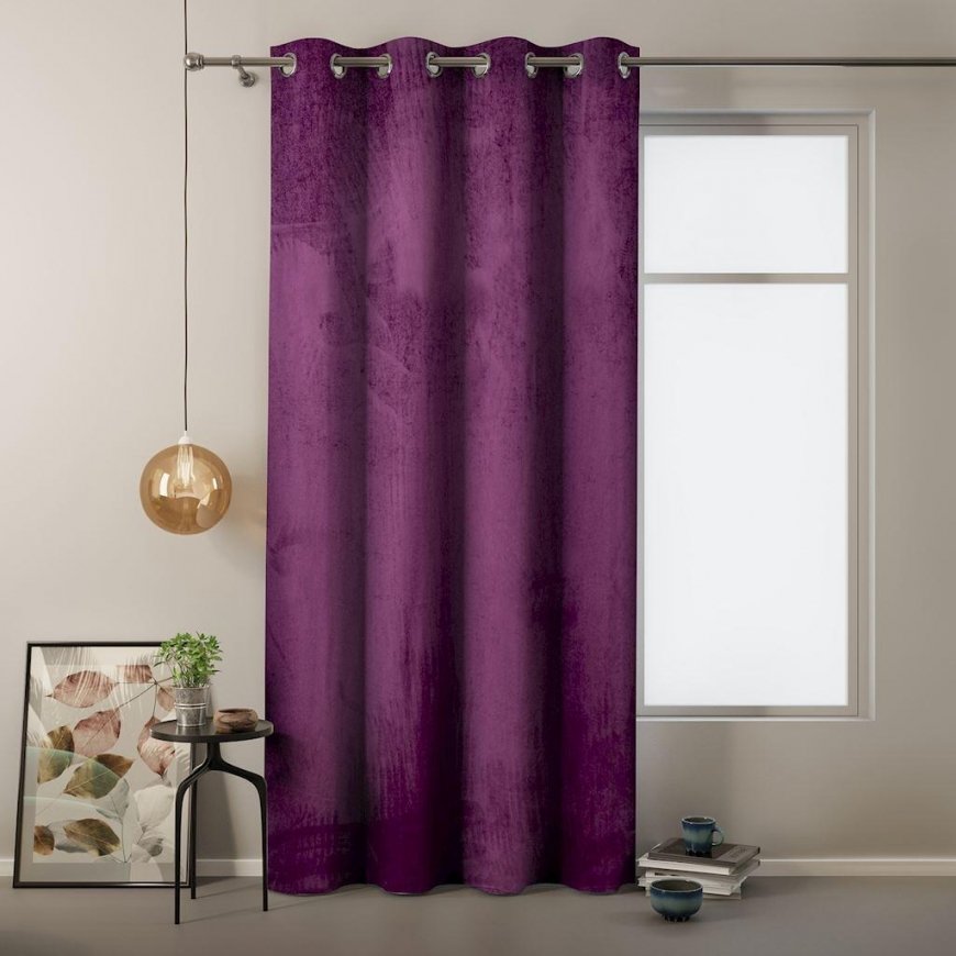 Nakts aizkars ar gredzeniem AmeliaHome VELVET 140X245 cm, 1 gab., krāsa: plūme – 2