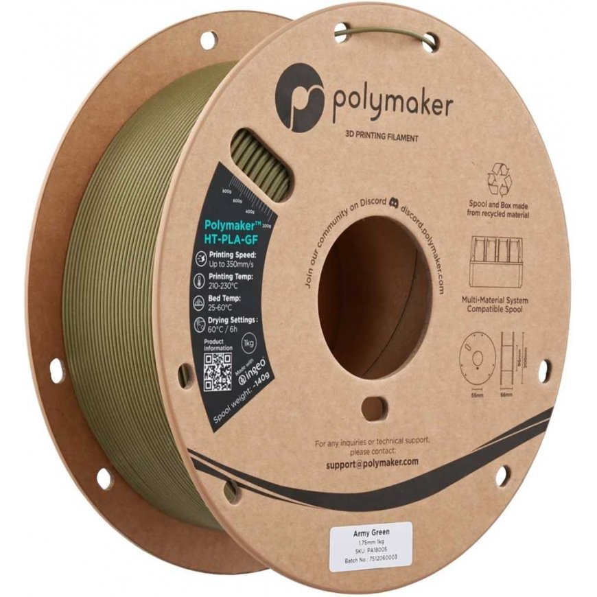 Polymaker HT-PLA-GF 1.75mm 1kg - Army Green