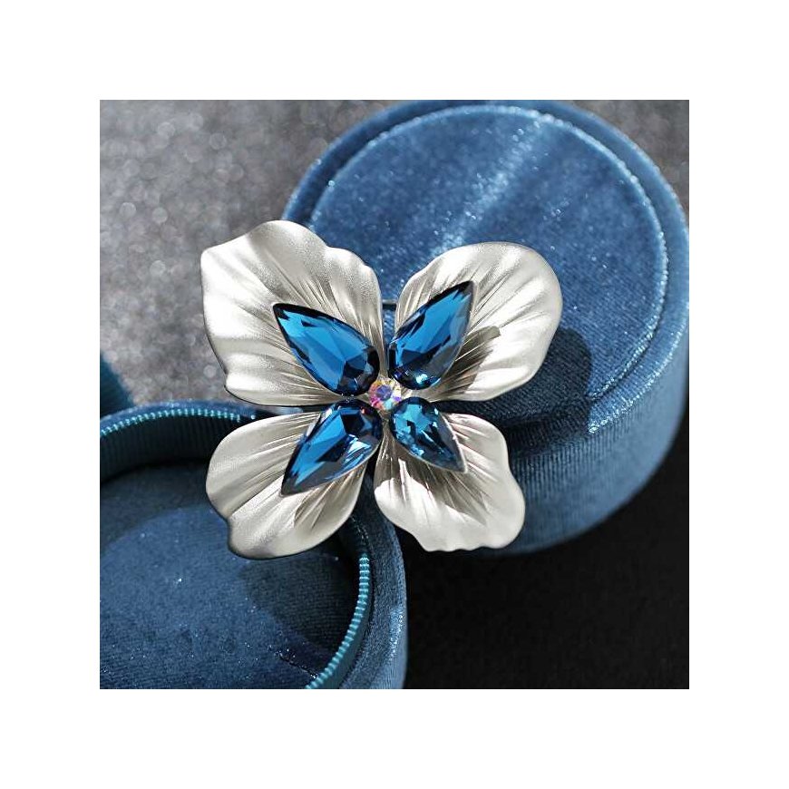 Troli Original brooch with blue crystals "Flower" silver – 2