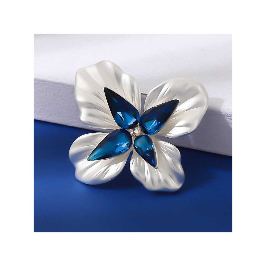 Troli Original brooch with blue crystals "Flower" silver – 3