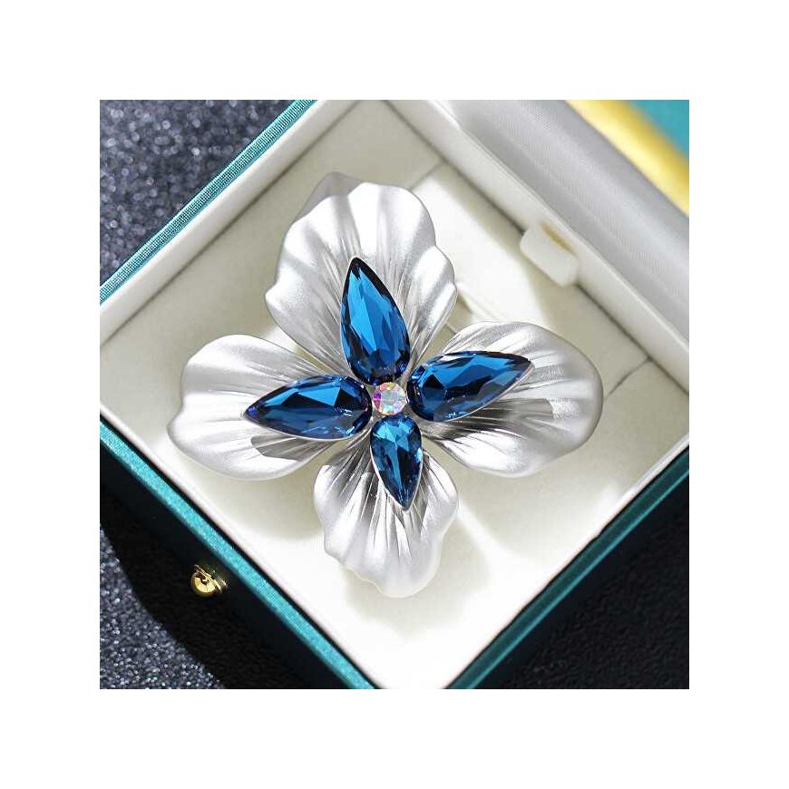 Troli Original brooch with blue crystals "Flower" silver – 4