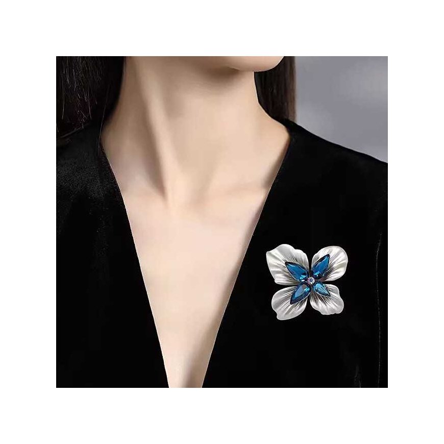 Troli Original brooch with blue crystals "Flower" silver – 5