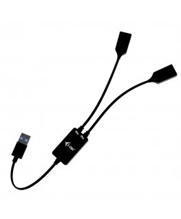 i-tec USB-A Cable HUB 2 port (2x USB-A) USB-kaapeli USB 3.2 Gen 1 (3.1 Gen 1) 0,1 m USB A 2 x USB A musta