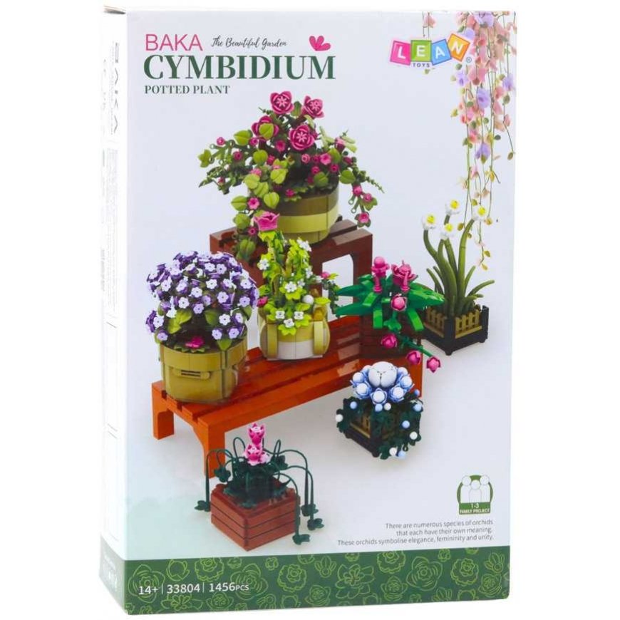 Lean Toys Construction Blocks Flowers in Pots 7 pcs Two Shelves 1446 pcs. – 3