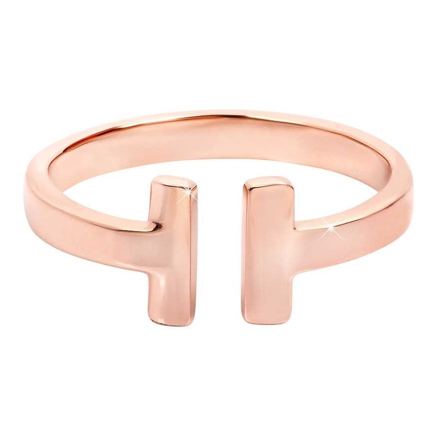 Troli Open pink gold-plated steel ring