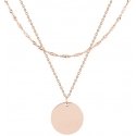 Troli Gold-plated double pendant made of steel with a circular pendant Troli Gold-plated double pendant made of steel with a circular pendant