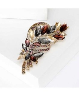 Charming brooch with colorful crystals 'Twig Gold'