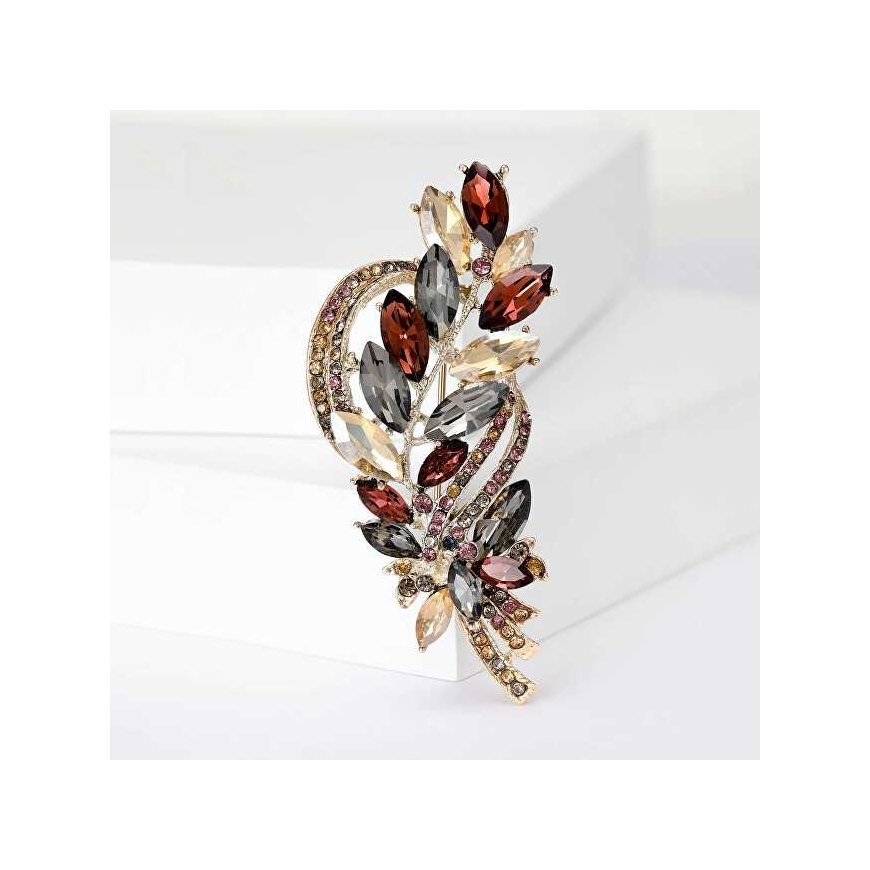 Charming brooch with colorful crystals 'Twig Gold' – 2