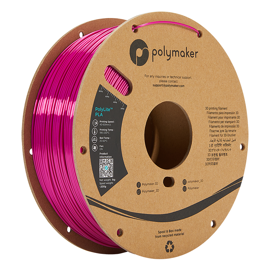 Polymaker PolyLite PLA - 1kg - 1.75mm - Silk Magenta