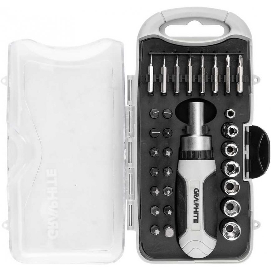 Graphite set of bits and precision bits with magnetic holder, 115 mm, 30 pcs.
