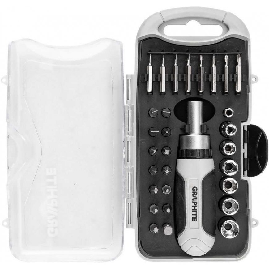 Graphite set of bits and precision bits with magnetic holder, 115 mm, 30 pcs. – 2