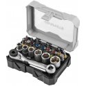 Graphite 25 mm bit and socket set with ratchet and magnetic holder, 60 mm, 24 pcs.