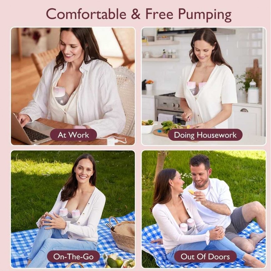 MOMCOZY DOUBLE PORTABLE WIRELESS BREAST PUMP S12 PRO, PINK – 4