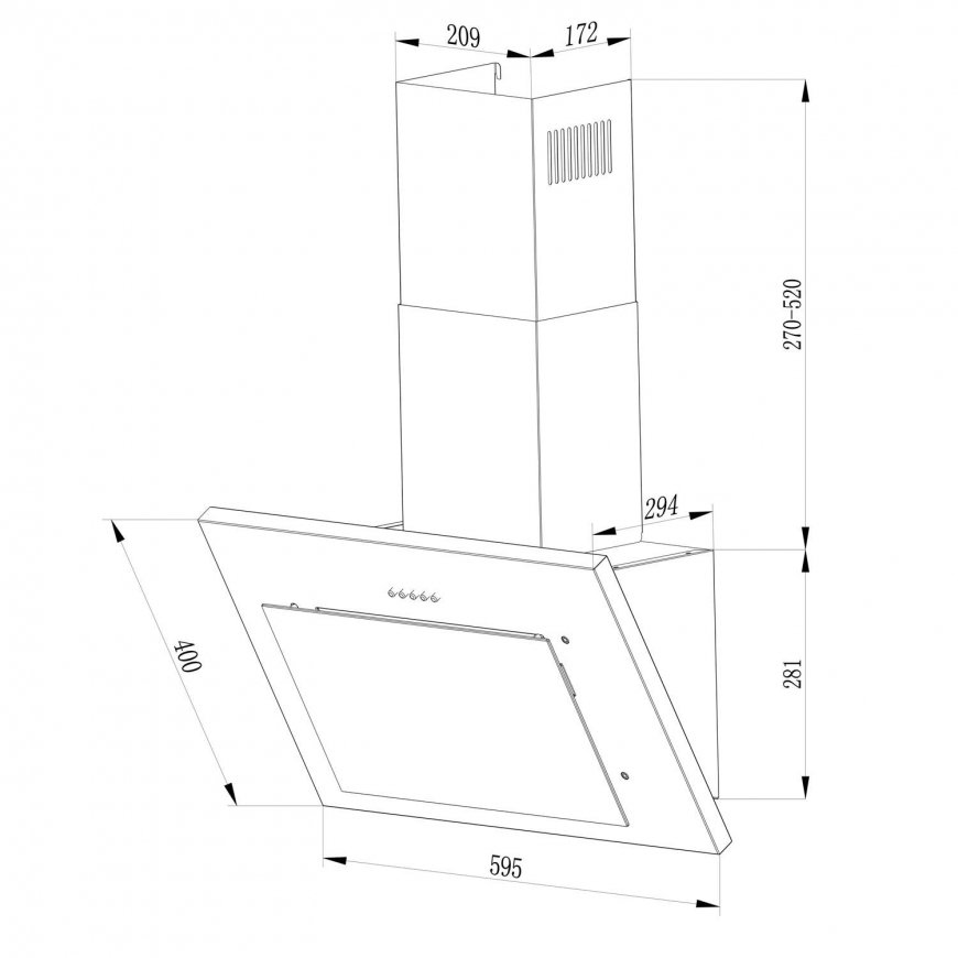 Gartraukis 60 cm kamino gaubtas Berdsen BT-215 must – 4