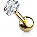 Golden-plated earrings with a heart crystal Golden-plated earrings with a heart crystal