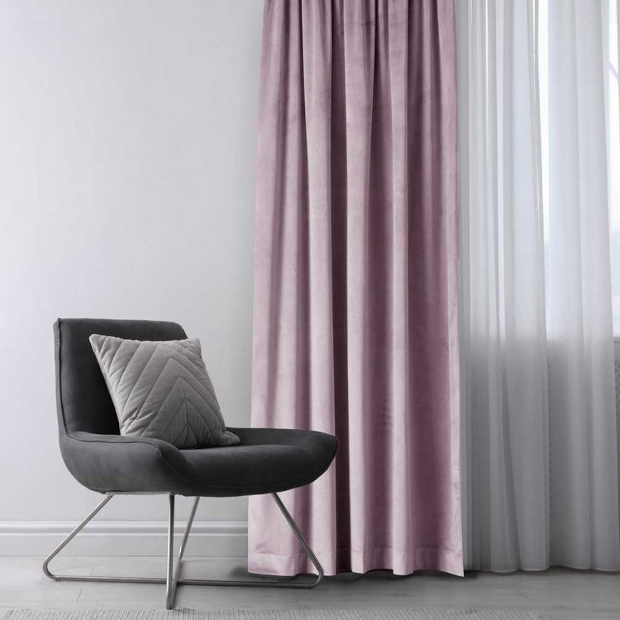 VERHO VELVET väri puuteriroosa tyylinen klassinen nauha materiaali - tekstiili sametti 140x245 AmeliaHome – 2