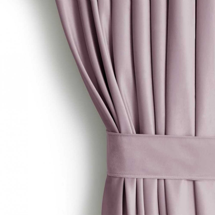 Aizkari VELVET krāsā pūderrozā stilā klasiskā josla materiāls - tekstils aksoms 140x245 AmeliaHome – 3