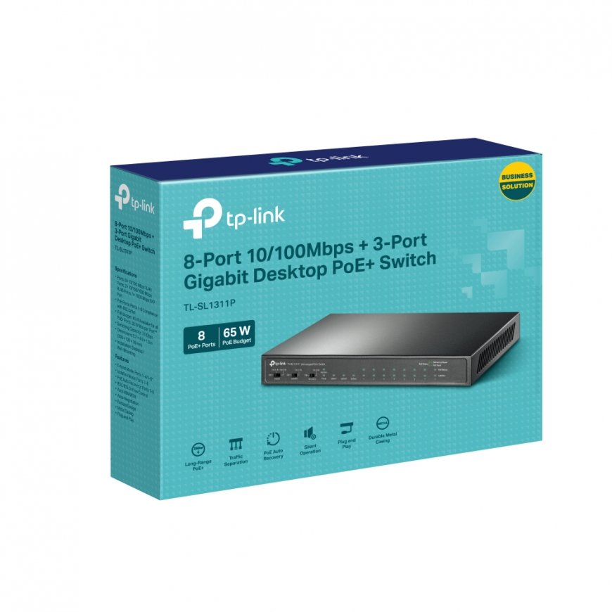 TP-Link 8-Port 10/100Mbps + 3-Port Gigabit Desktop Switch with 8-Port PoE+ – 3