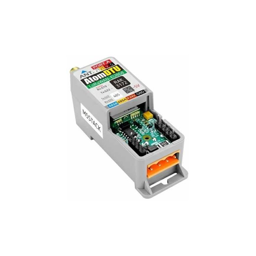 Atom DTU LoRaWANEU868 – LoRaWAN ryšio modulis su antena – STM32WLE5 – skirtas M5Atom kūrimo moduliams – M5Stack A152-EU868