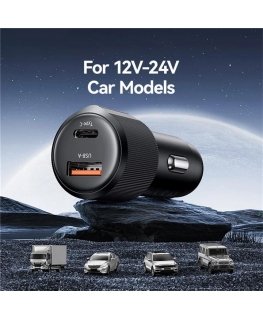 Automobilinis įkroviklis USAMS YT serijos CC283 60W 1xUSB-A 1xUSB-C juodas