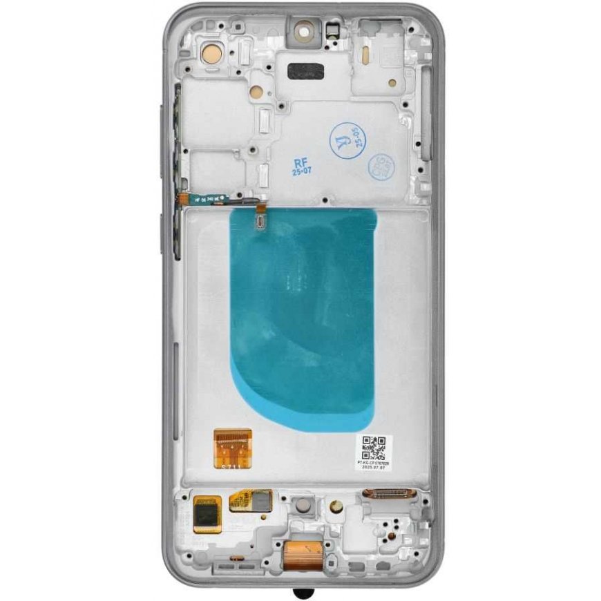 Zila LCD-näyttö, joka on suunniteltu Samsung S23 FE -kovamuoviseen OLED-puhelimeen, jossa on kehys.