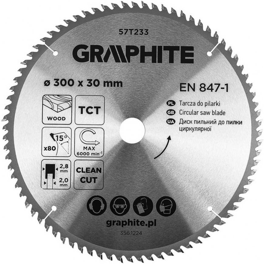 Grafiit Diskinio saagide ketas, kõva metall, 300 x 30 mm, 80 hammast